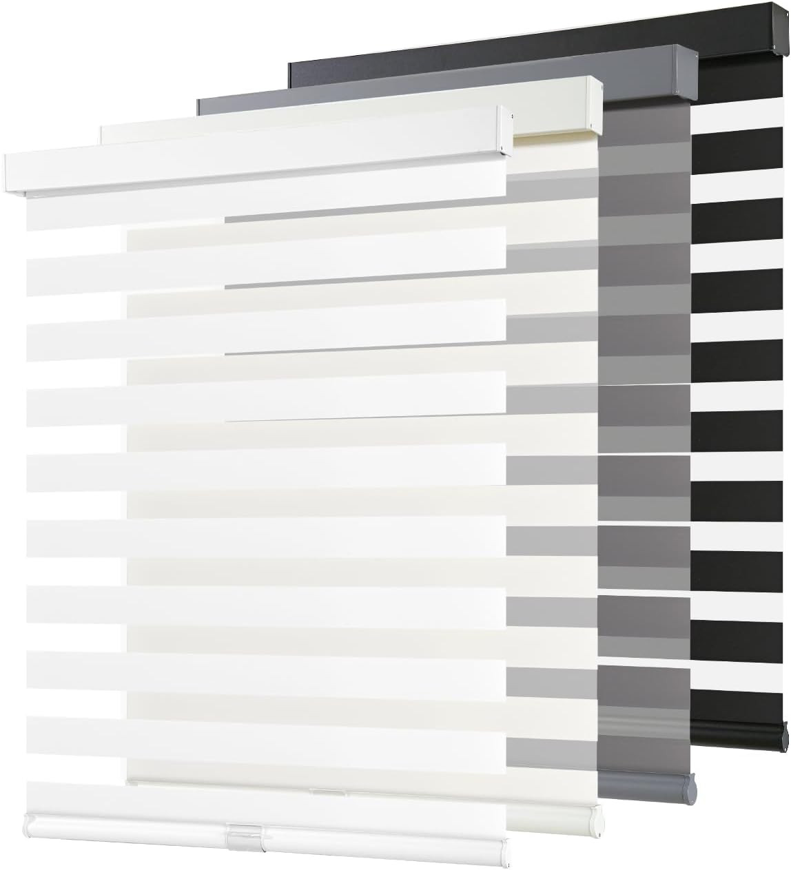 Cordless Zebra Blinds for Windows Pull down Roller Window Shades Dual Layer Ligh