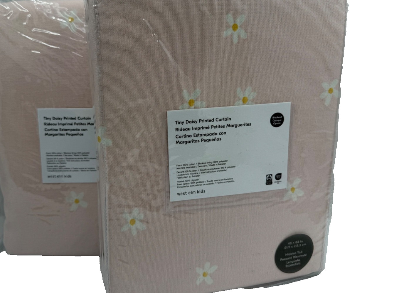 New West Elm Daisy Blackout Drapes 48″ x 84″ ~Pink~ Set of 2 ~Pottery Barn~