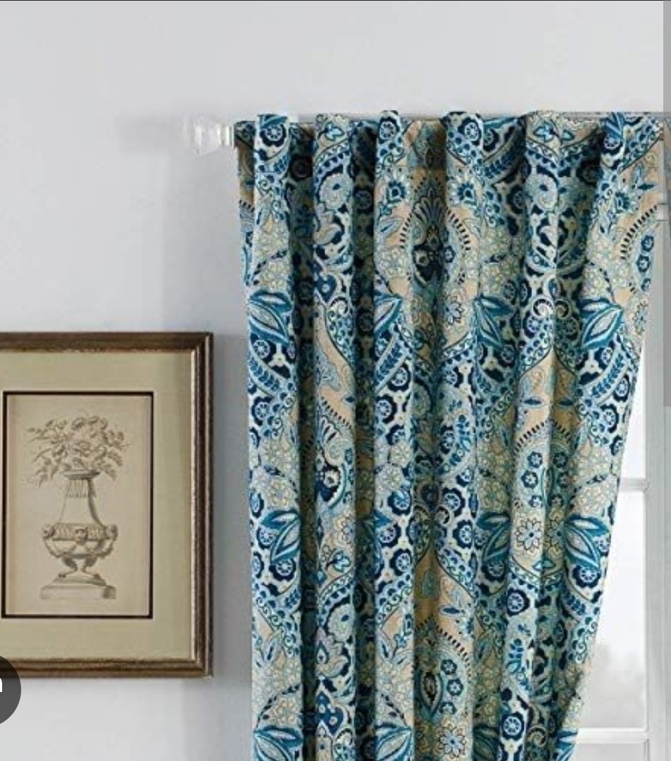 Waverly MOONLIT SHADOWS Blue Medallion LAPIS 84″ Curtain PAIR NEW