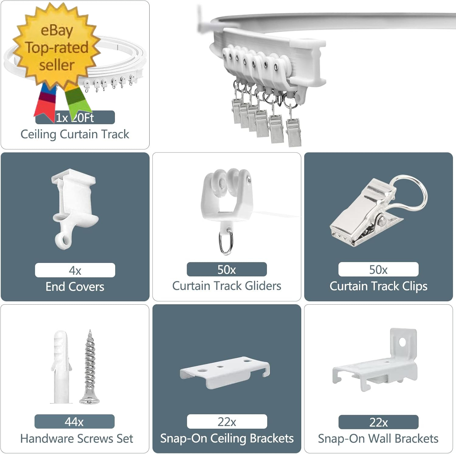 Ceiling Curtain Track, Flexible Bendable Curtain Rail System, 20Ft Wall Mount He