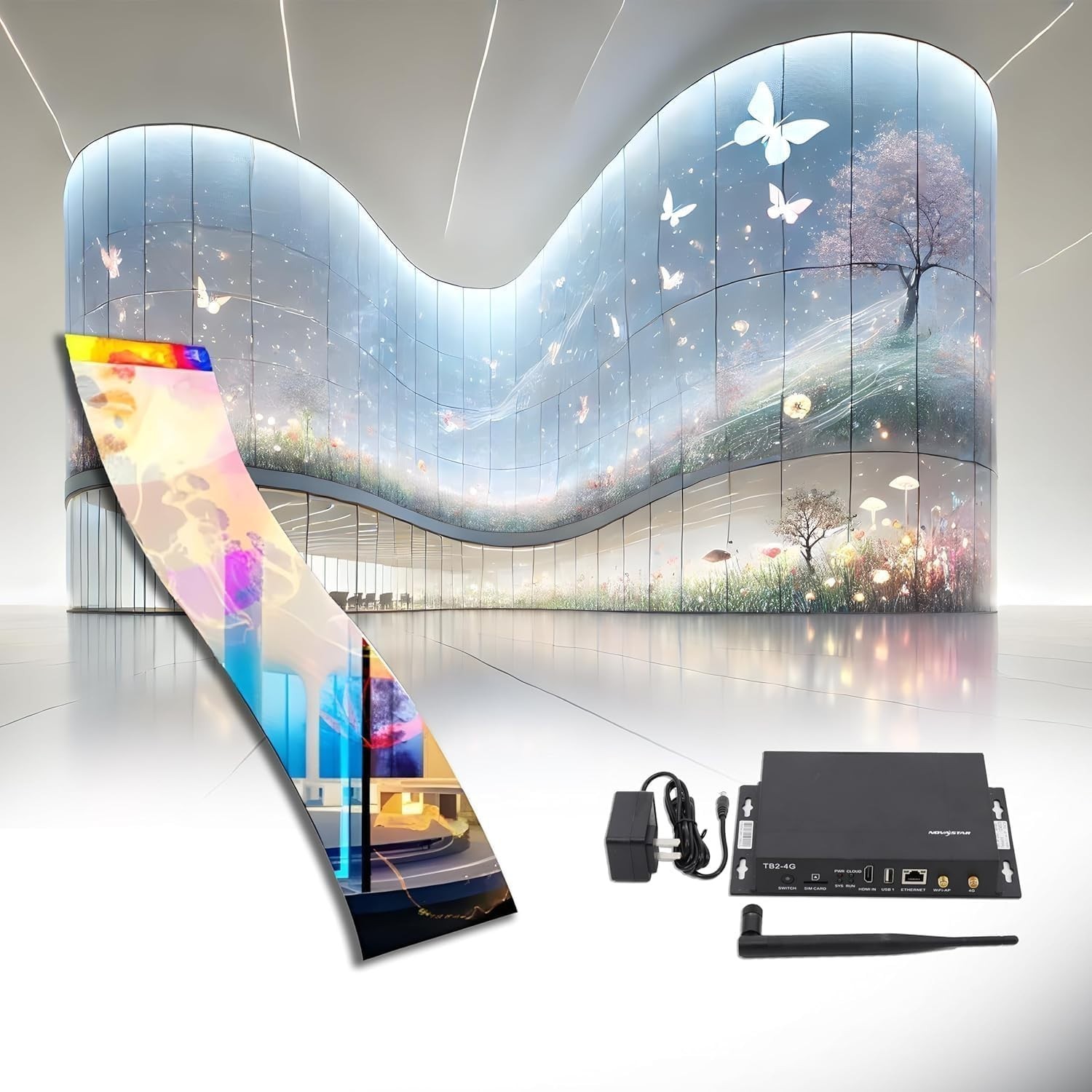 P16 Transparent Flexible LED Film Screen Self Adhesive Retail Window Display