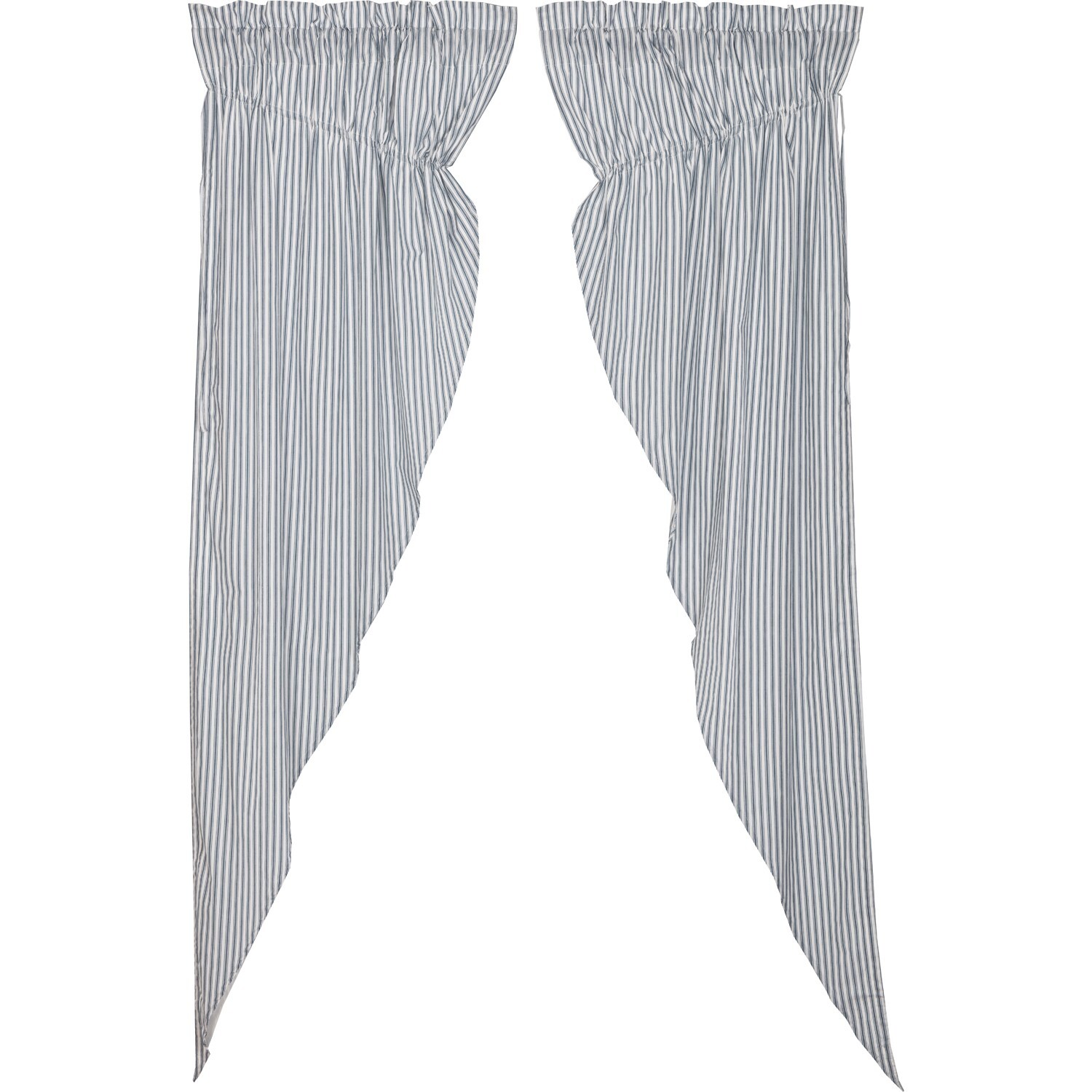 New Primitive Farmhouse Cottage WHITE BLUE STRIPED PRAIRIE CURTAIN Swags 84″
