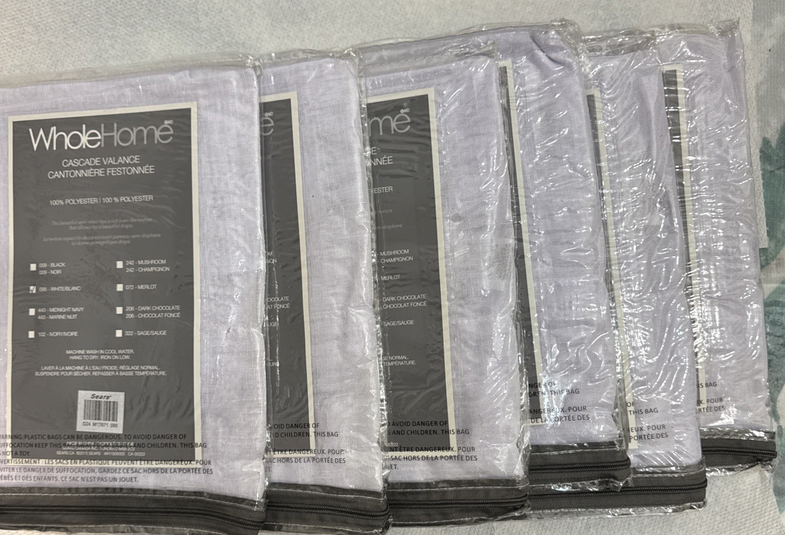 Set Of 6 Pcs Whole Home Window Valance Size 30 X 18 Inch Color White From SEARS