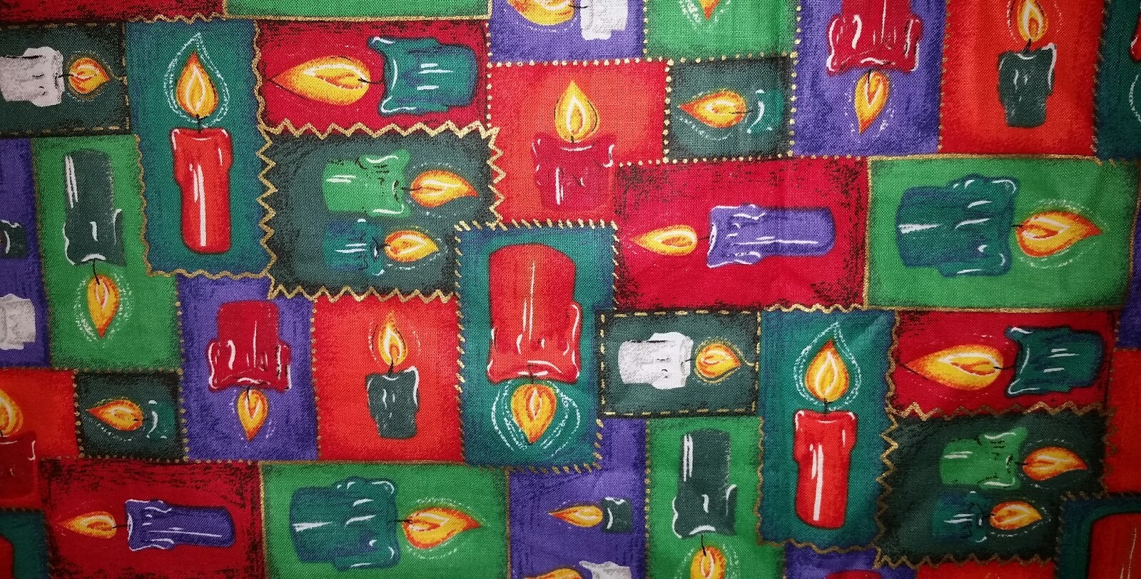 LINED WINDOW VALANCE CURTAIN 42X12 CHRISTMAS HOLIDAY CANDLE BURNING FLAME