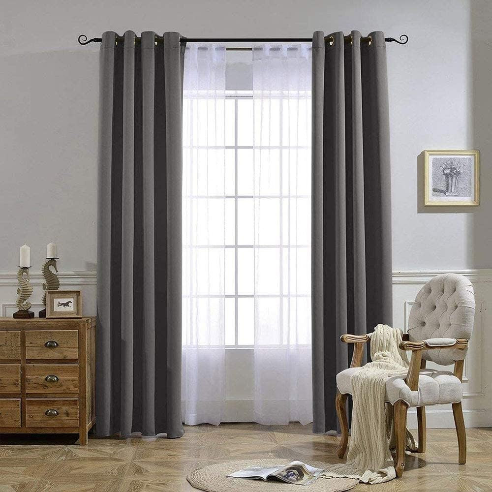 NICETOWN Gray Blackout Curtains for Bedroom 84 Inches Long – Thermal Drapes Grom