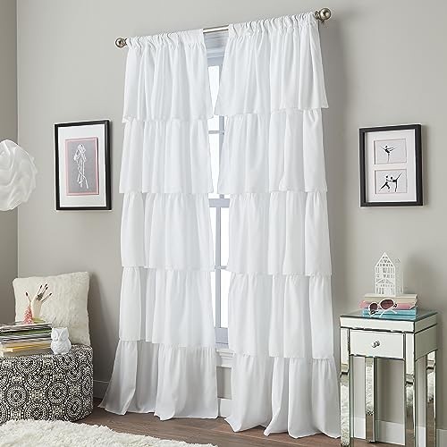 Curtainworks Flounced Ruffle Rod Pocket one 42″W x 63″L (Pack of 1) White