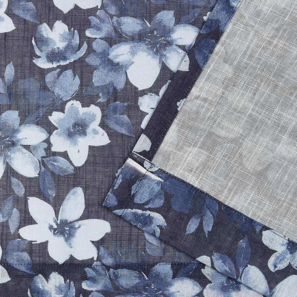 Dara Indigo Floral Light Filtering Rod Pocket Curtain, 54 In. W X 84 In. L (Set