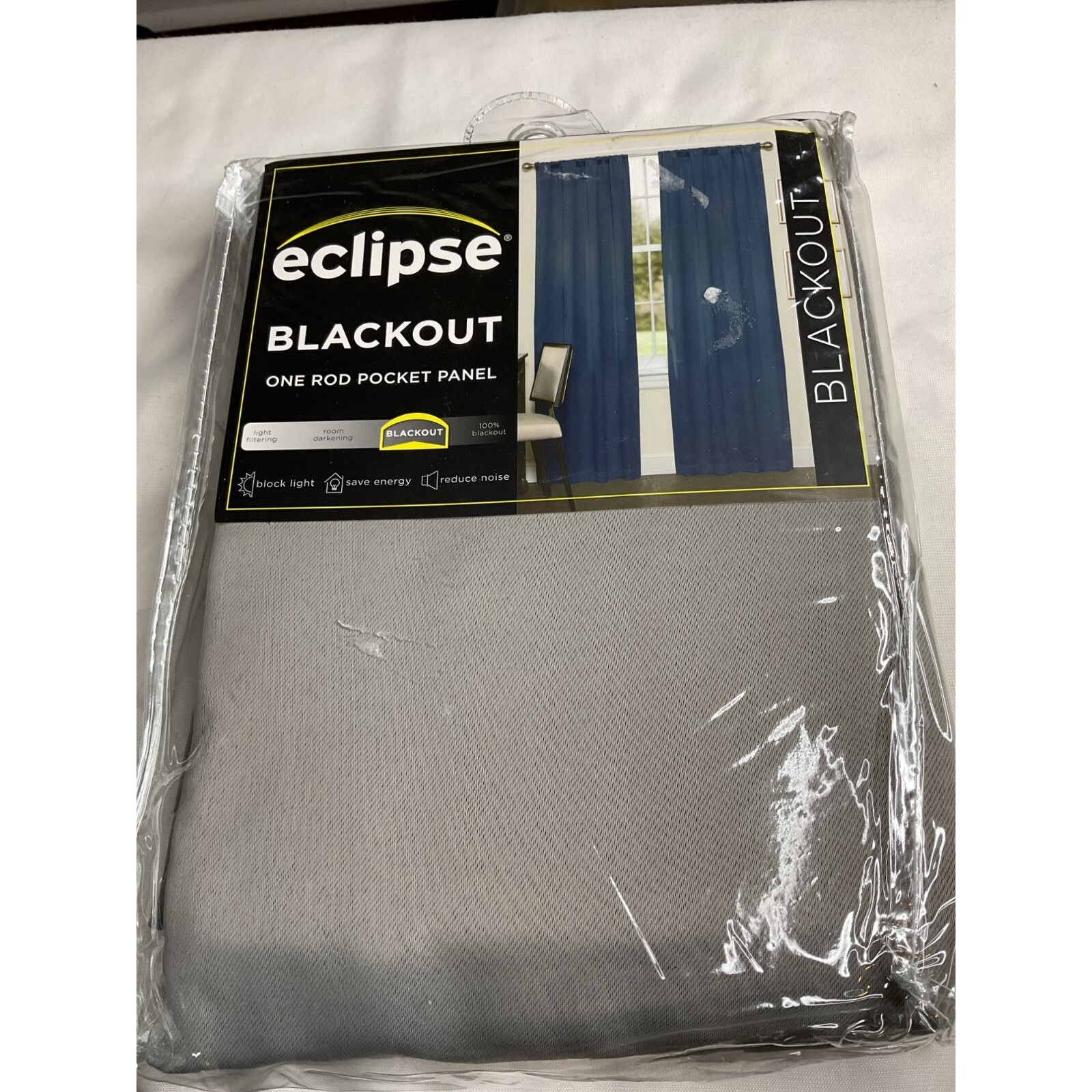Eclipse Darrell Grey Solid 37 in. W X 84 in. L Blackout Curtain