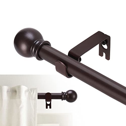 Curtain Rods for windows 32-48 inch, 5/8 inch Decorative Splicing 32-46″ Brown