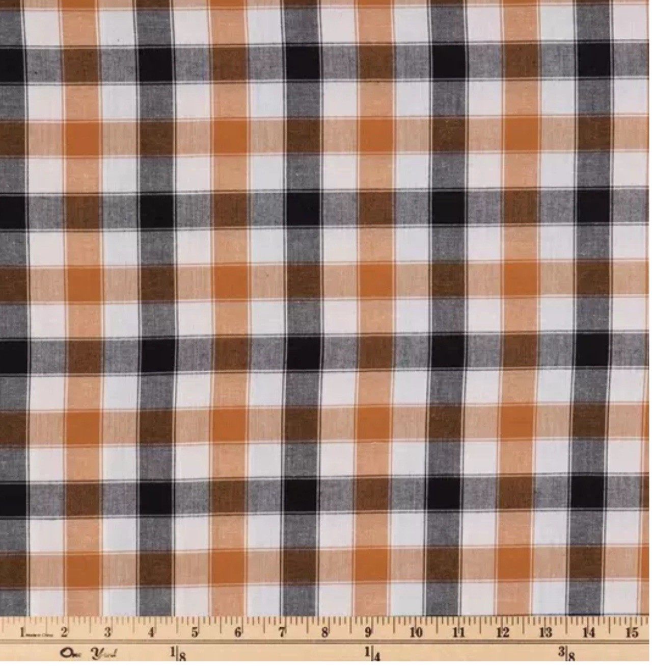 Tobacco Plaid, Curtain Valance 42”W x14”L, Country