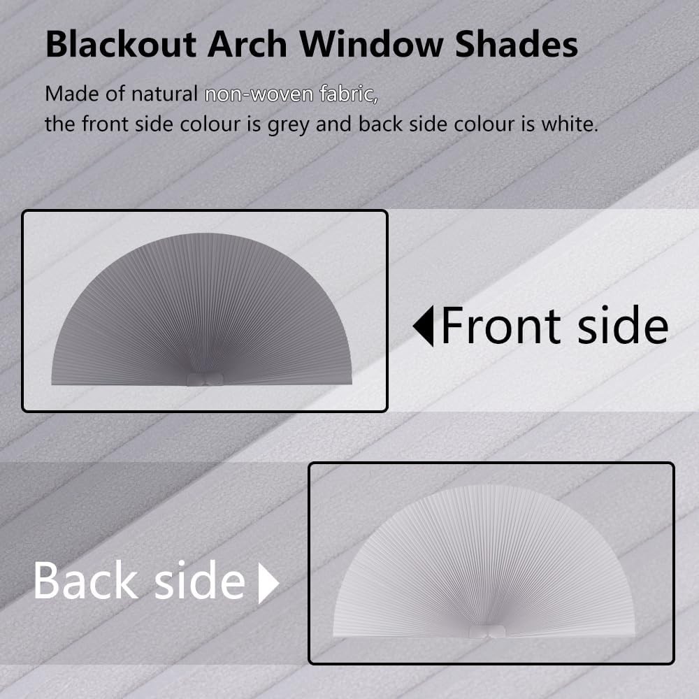 SEEYE 2-Pack Half Circle Blackout Shades 24″ Gray White