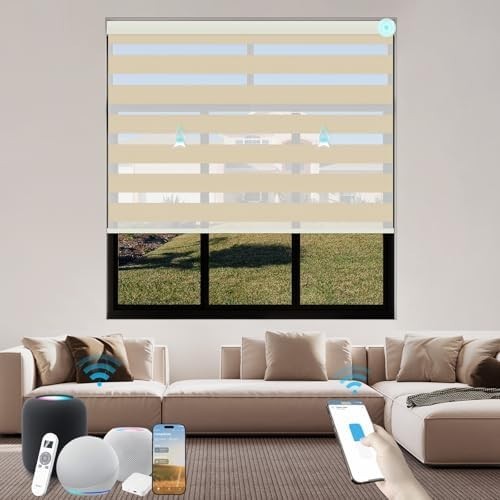 Motorized Zebra Blinds Custom Size Smart Shades Alexa Google HomeKit Compatible
