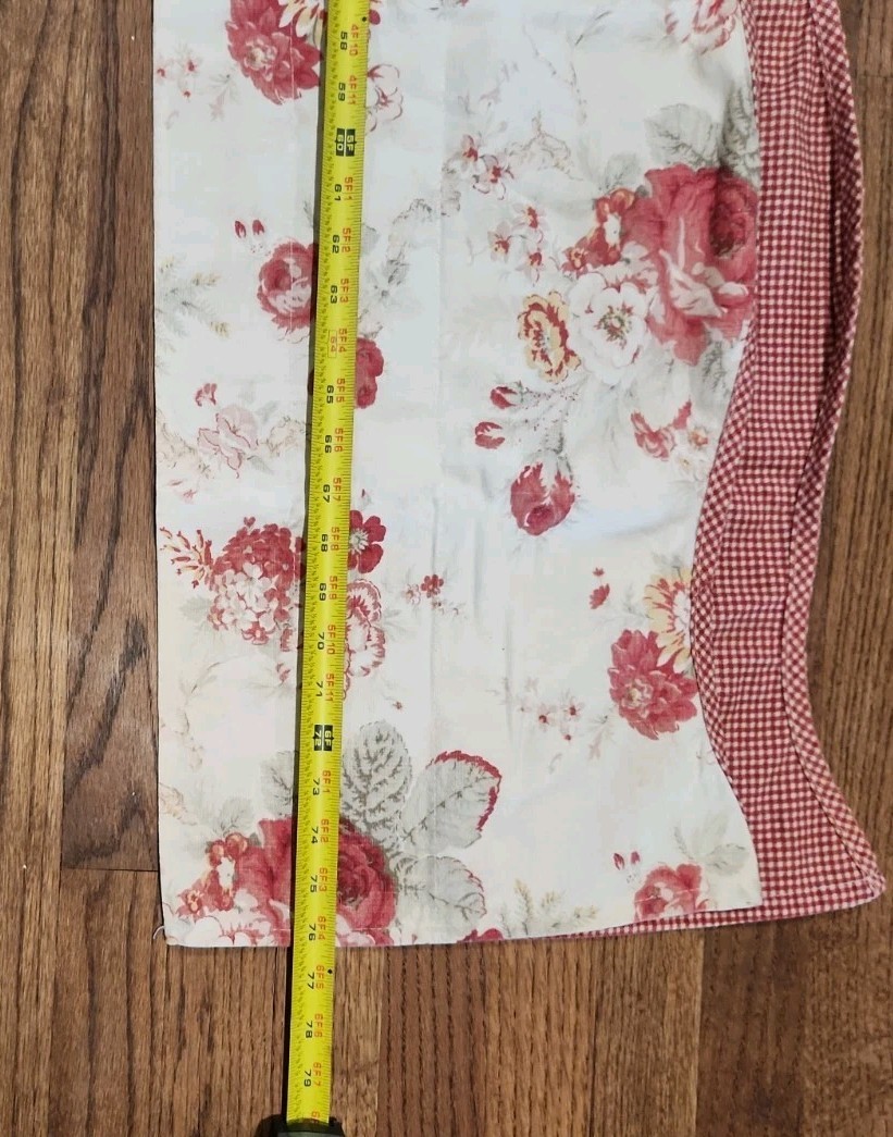 Waverly NORFOLK ROSES Red Gingham Layered Scalloped Valance 15 X 76 Cottagecore