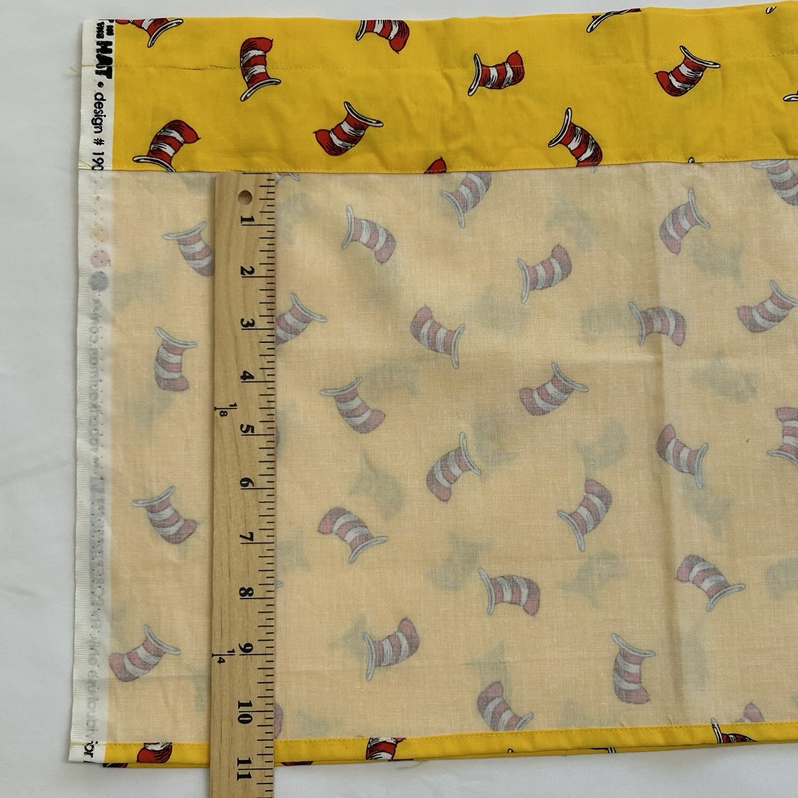 Dr Suess Cat In The Hat Window Valance Yellow Curtain 11” X 44”