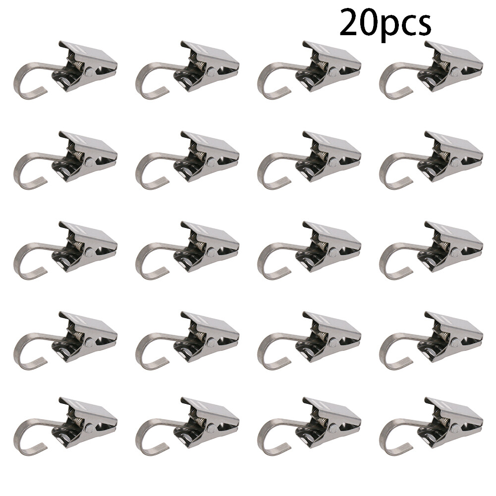 Curtain Clips Strong Stainless Steel Pole Rod Hooks with Clips 9.6x14mm