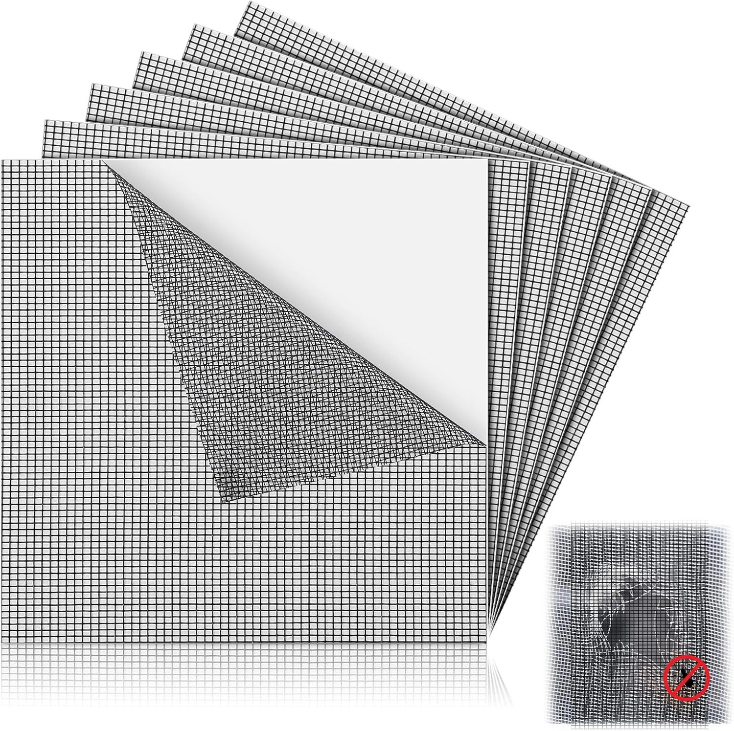 6pcs Extra Wide 12″ x 12″ Window Screen Patches Repair Kit Black Screen Tape