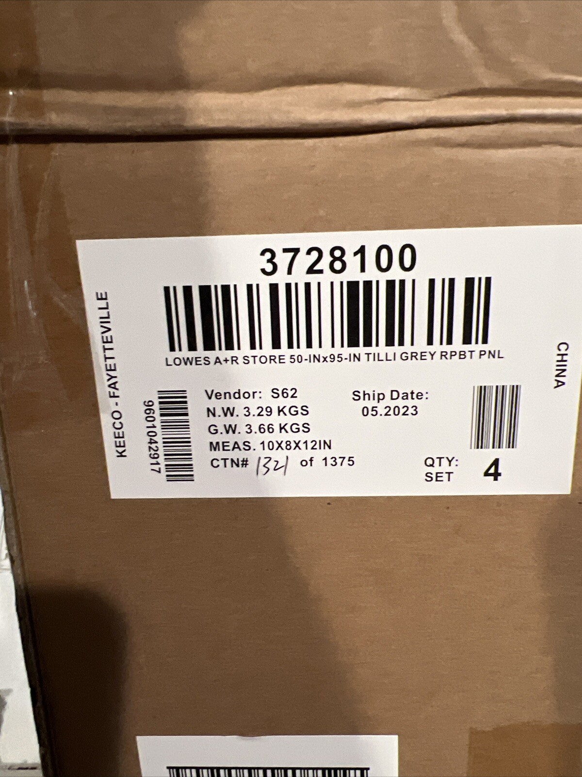 ALLEN + ROTH 3728100 TILLI ROD POCKET/BACK TAB PANEL GRAY 50″ X 95″ BOX OF 4 Pcs