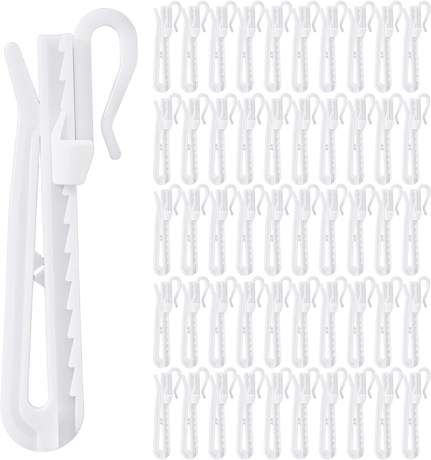 50 Pcs Plastic Curtain Hook Adjustable Pinch Pleat Curtain Hooks Heavy Duty
