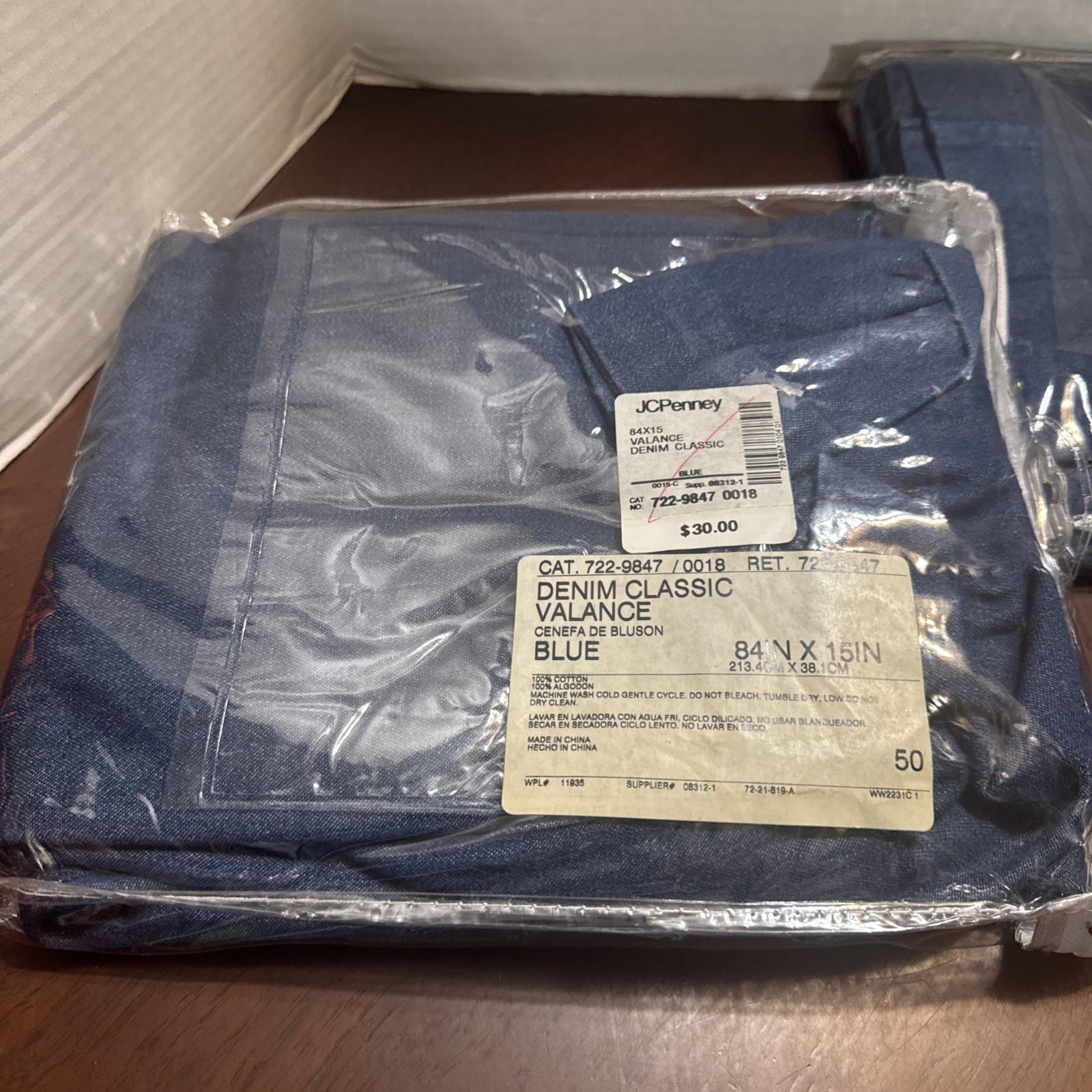 Lot2 NEW Medium WashDenim Classic Valances 84″ X15″ 100% Cotton Retro Farmhouse