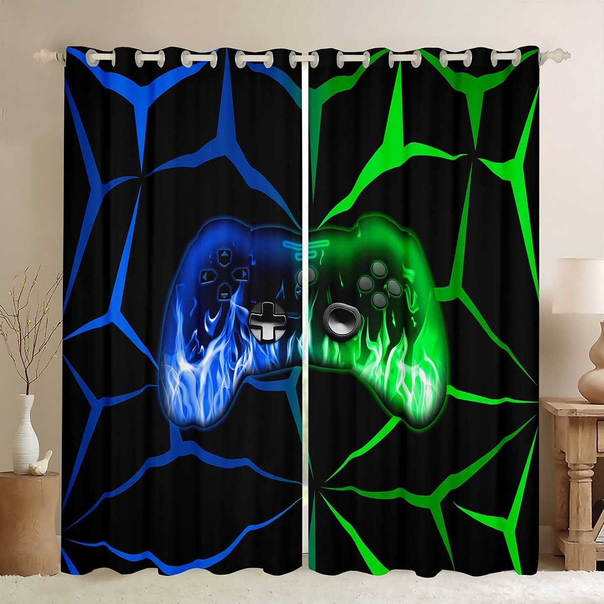 Gamer Curtains for Kids Boys,3D Video Gaming Window Curtains for Living Room,…