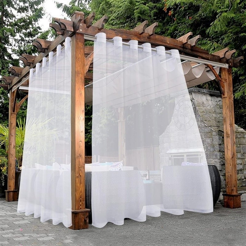 Outdoor Sheer Curtains Set 2 Panels Waterproof Privacy Drapes Patio Gazebo New