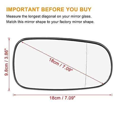 Car Rearview Left Right Side Heated Mirror Glass Double Curved with Backing