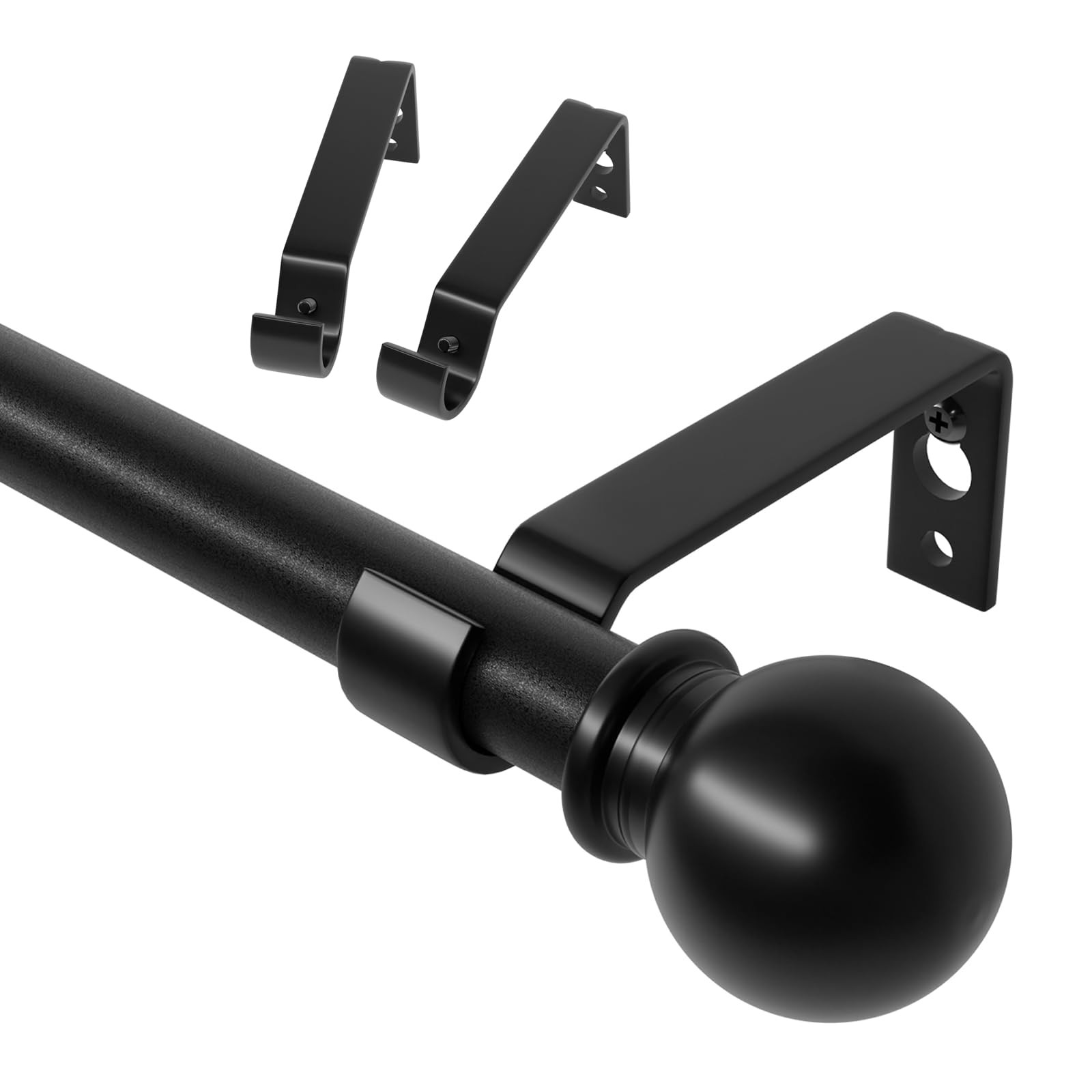 Curtain Rods for Windows 28 to 48 inch, 5/8 inch Black 28 48