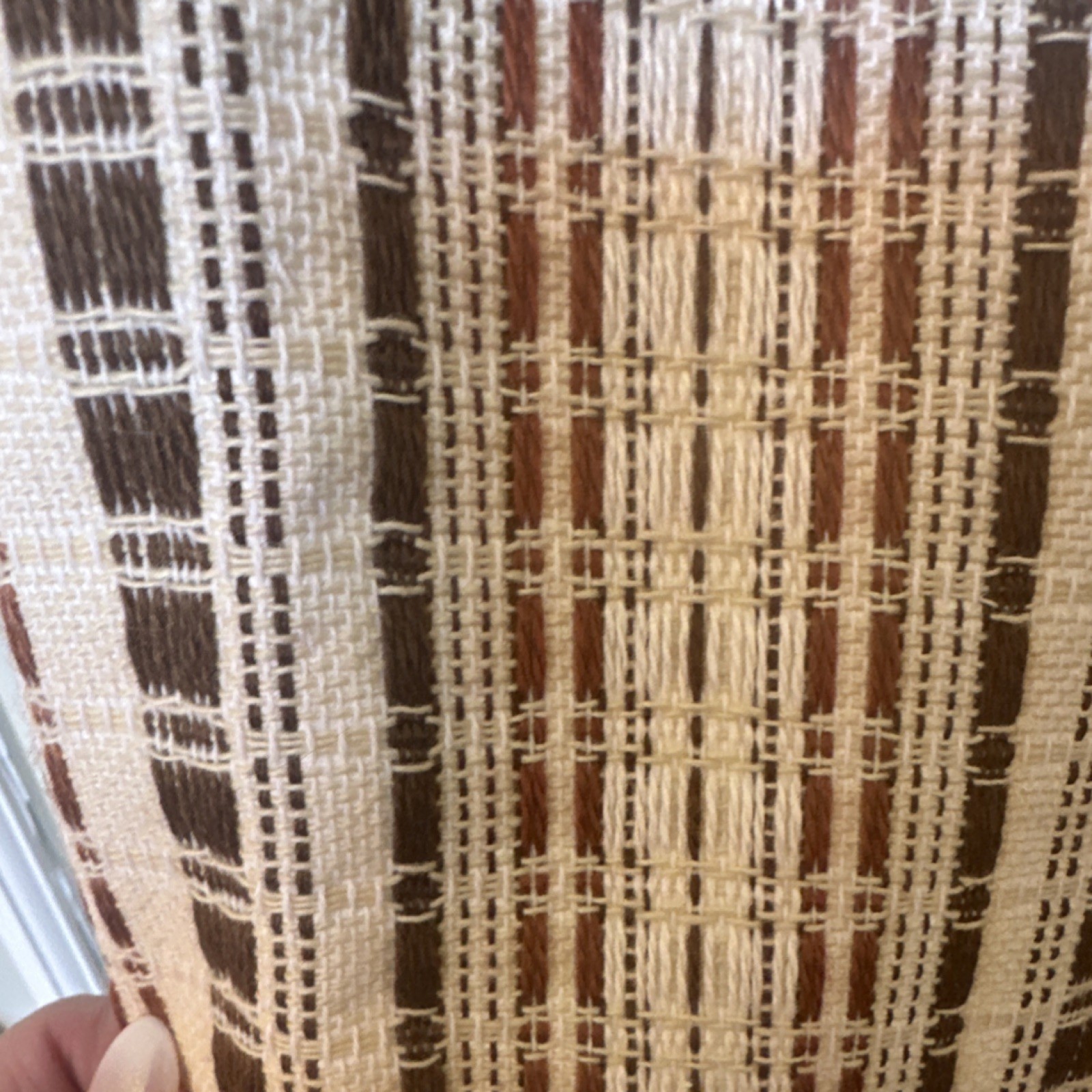 Vintage Striped Pinch Pleat Very Detailed Curtain Beige Brown Cream Heavy 80×85