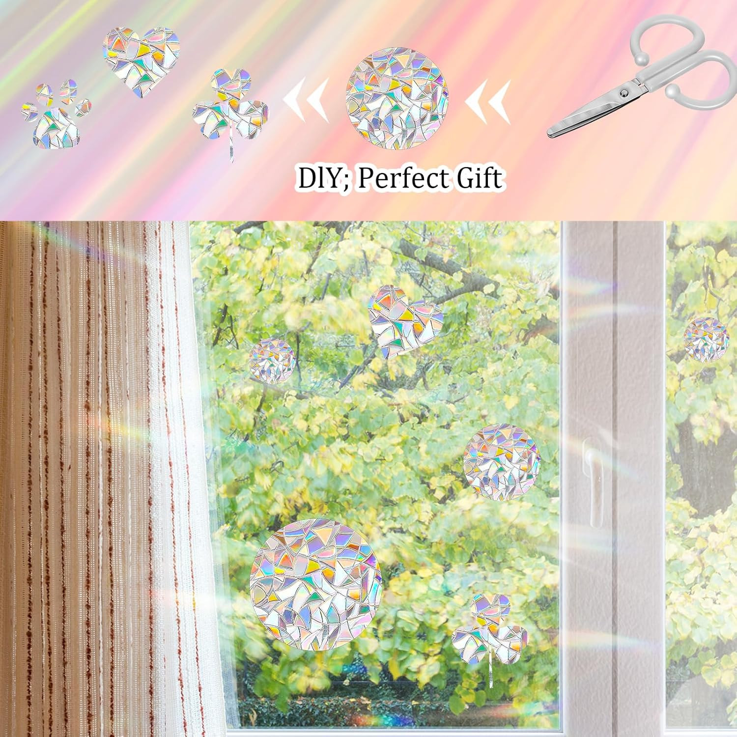 33pcs Prism Window Decals to Prevent Bird Strikes Prevention Window Stickers for