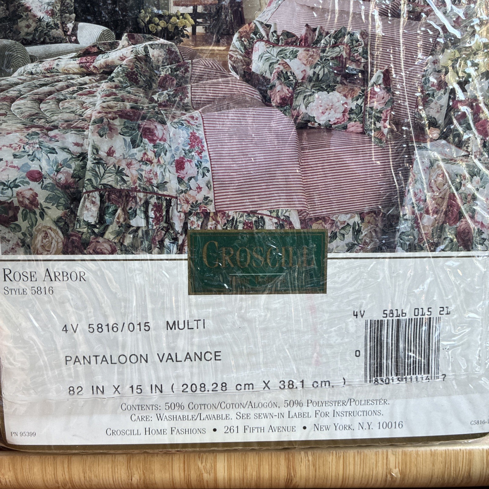 1 CROSCILL Vintage Rose Arbor ROSES RUFFLED GATHERED VALANCE