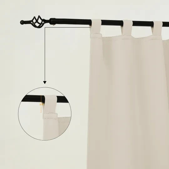 SNOWCITY Waterproof Curtain, Wide Tab Top Curtain Panel-Cream 100in W x 84 in L