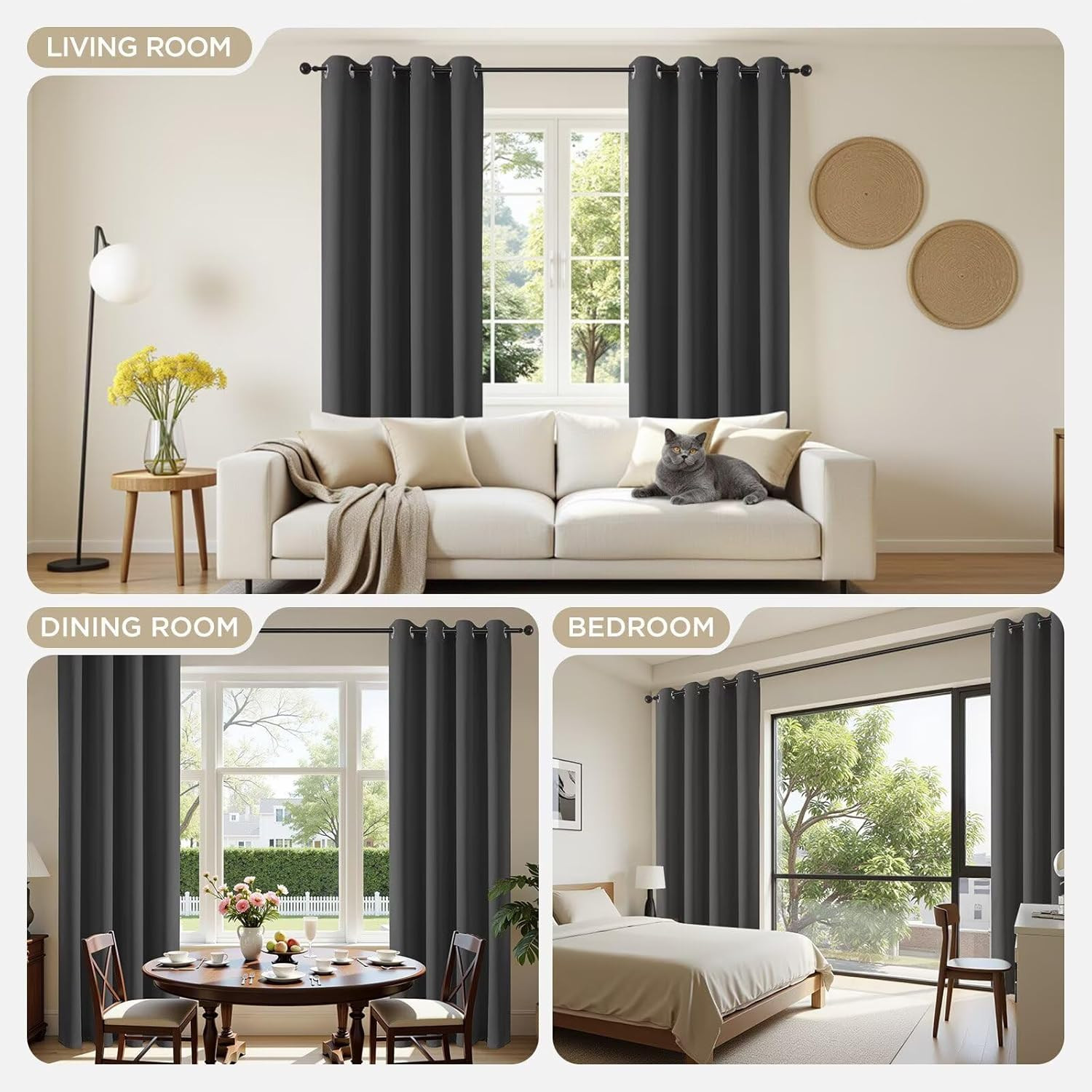 Joydeco Blackout Curtains 72 Inch Length 2 Panels Set, Thermal Insulated Long