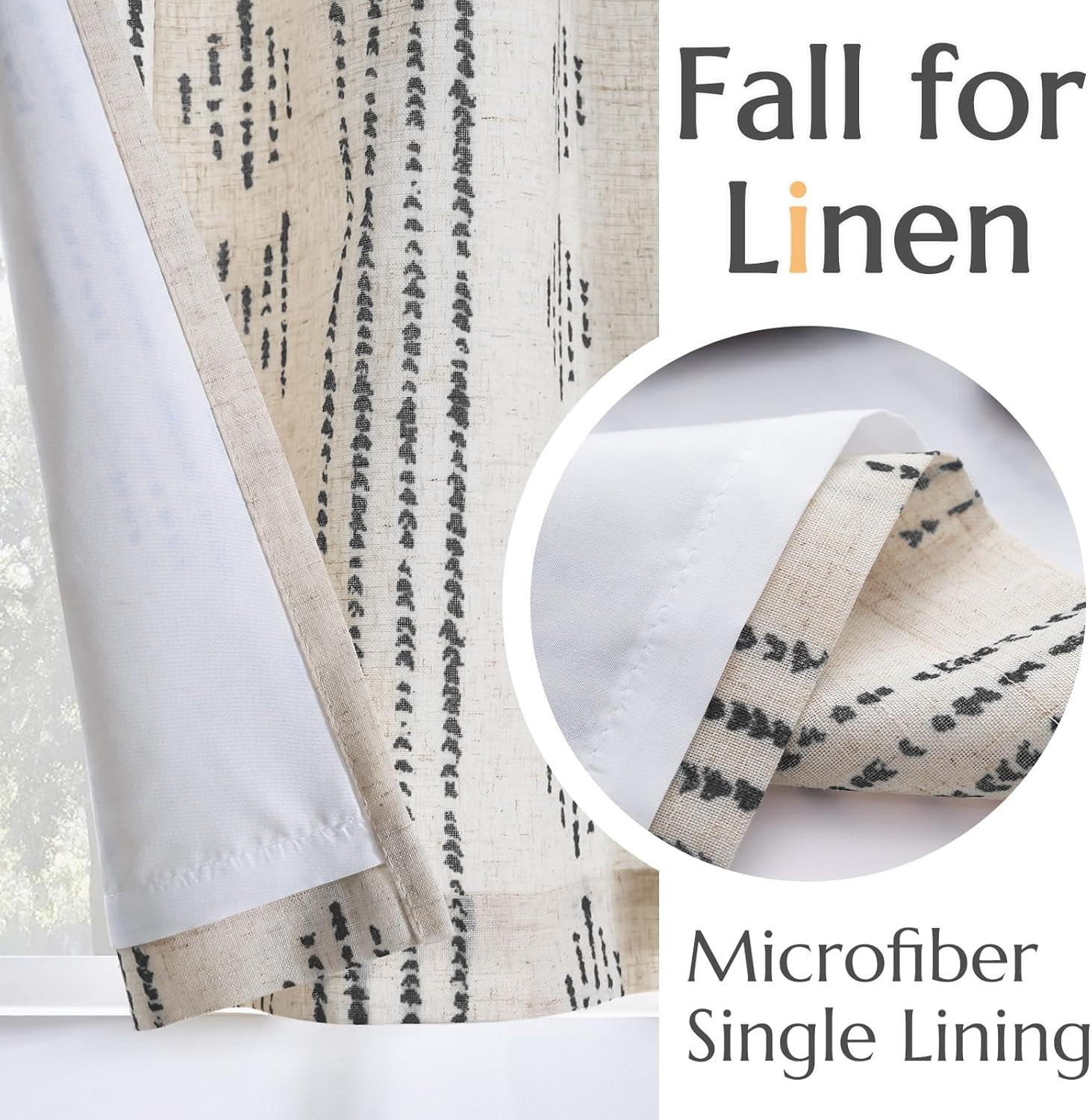 Boho Linen Kitchen Curtains 45 Inch Bohemian Geometric Striped Small Window Curt