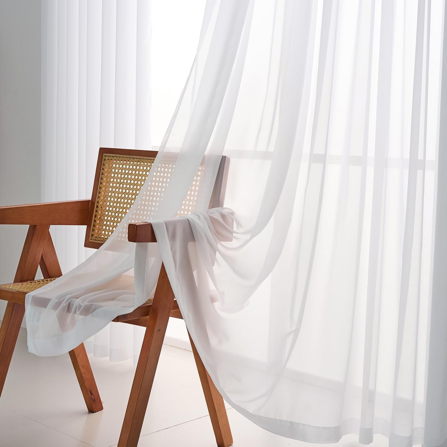 Pure White Pinch Pleated Curtains 1 Panel 60″ x 108″ Semi-Sheer Pleat Drapes