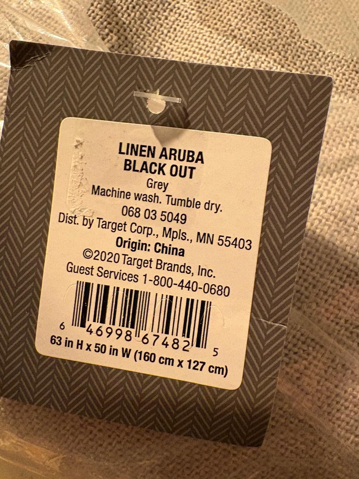 New Target Threshold Linen Aruba Blackout Grey curtain set of 2. 63 in H x 50 in