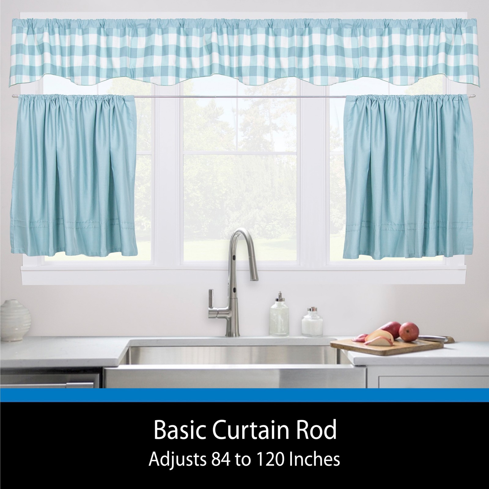 2″ Basic Metal Wrap Around Adjustable Curtain Rod 84-120″ Adjustable Length
