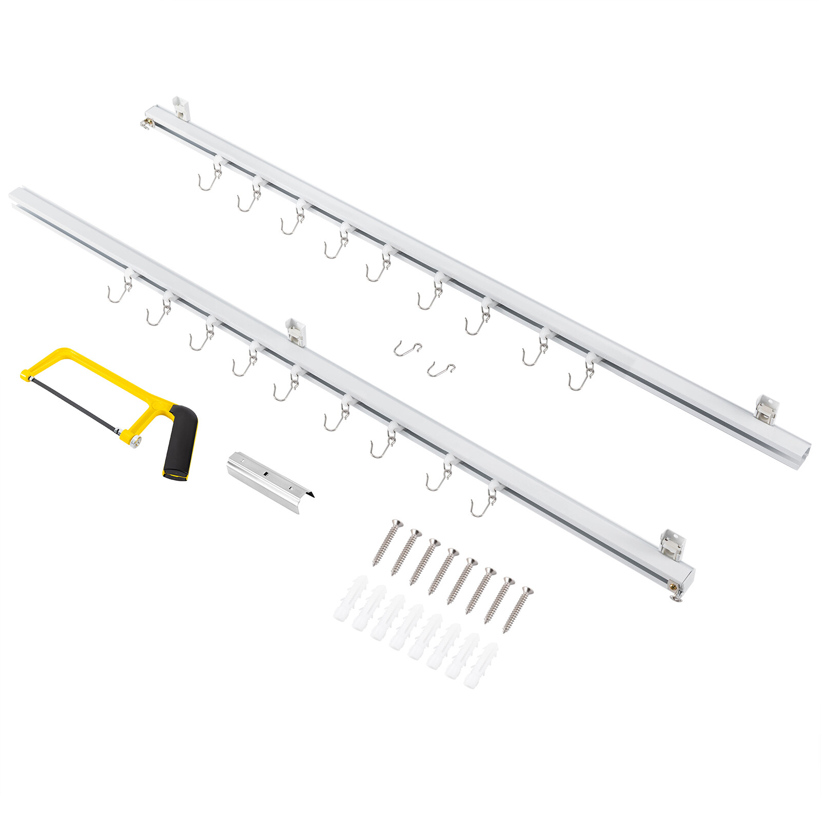 Ceiling Mounted Curtain Track Kit w/ Hooks 3ft-6ft Curtain Track for Space,White
