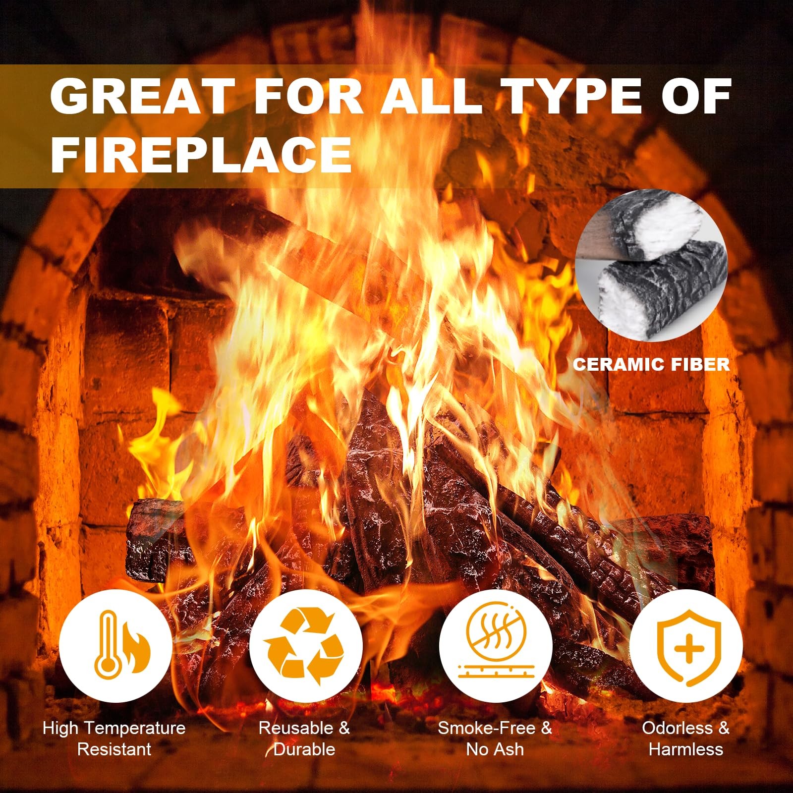 Small Ceramic Logs for Gas Fireplace, 8 Pcs Realistic Ceramic Logs for Gas Fi…