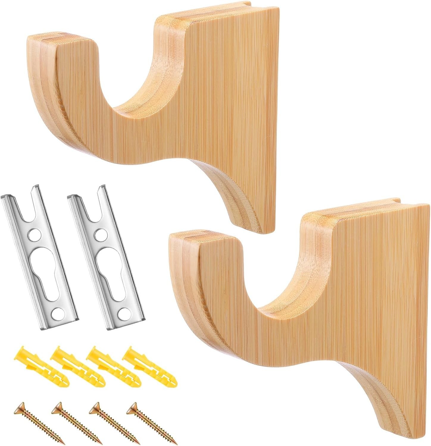 2 Pack Wooden Curtain Rod Brackets Curtain Rod Holder Wood Brackets Classics 3 1