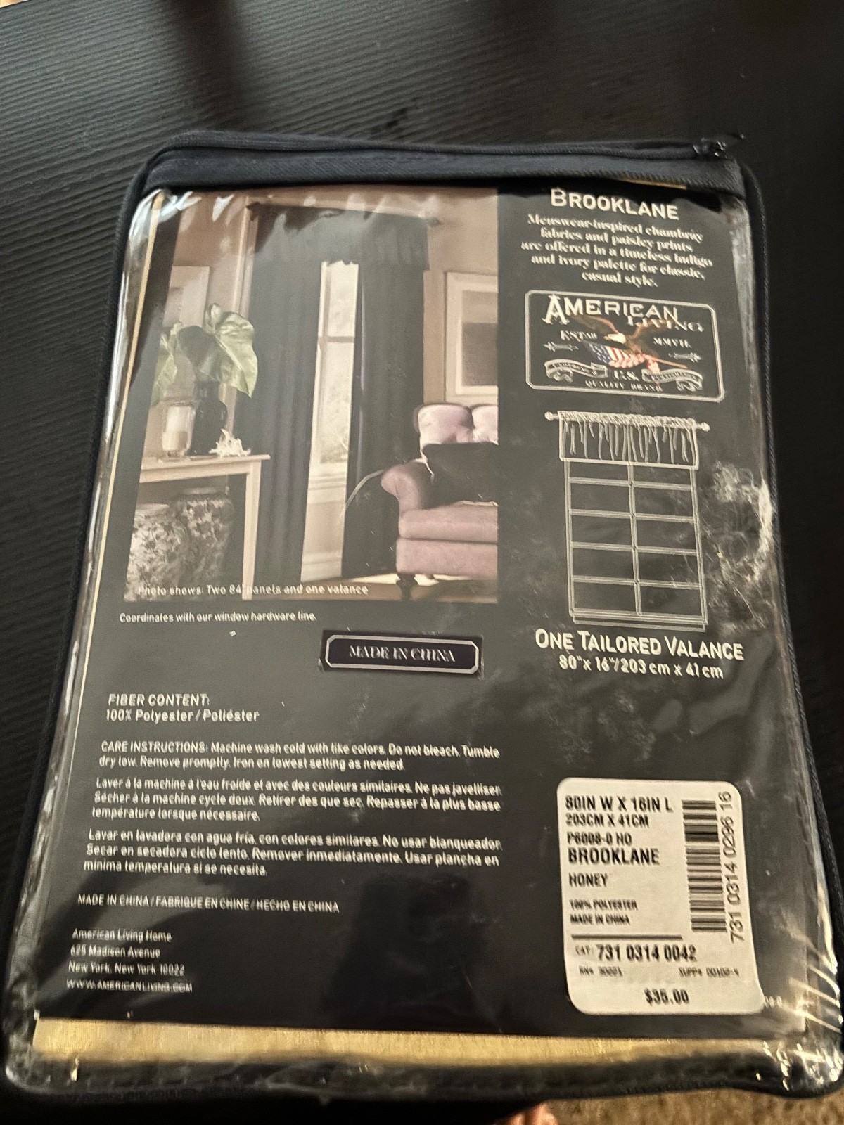 NIP~American Living~Tailored Window Valance 80″x16″ Brooklane~Honey