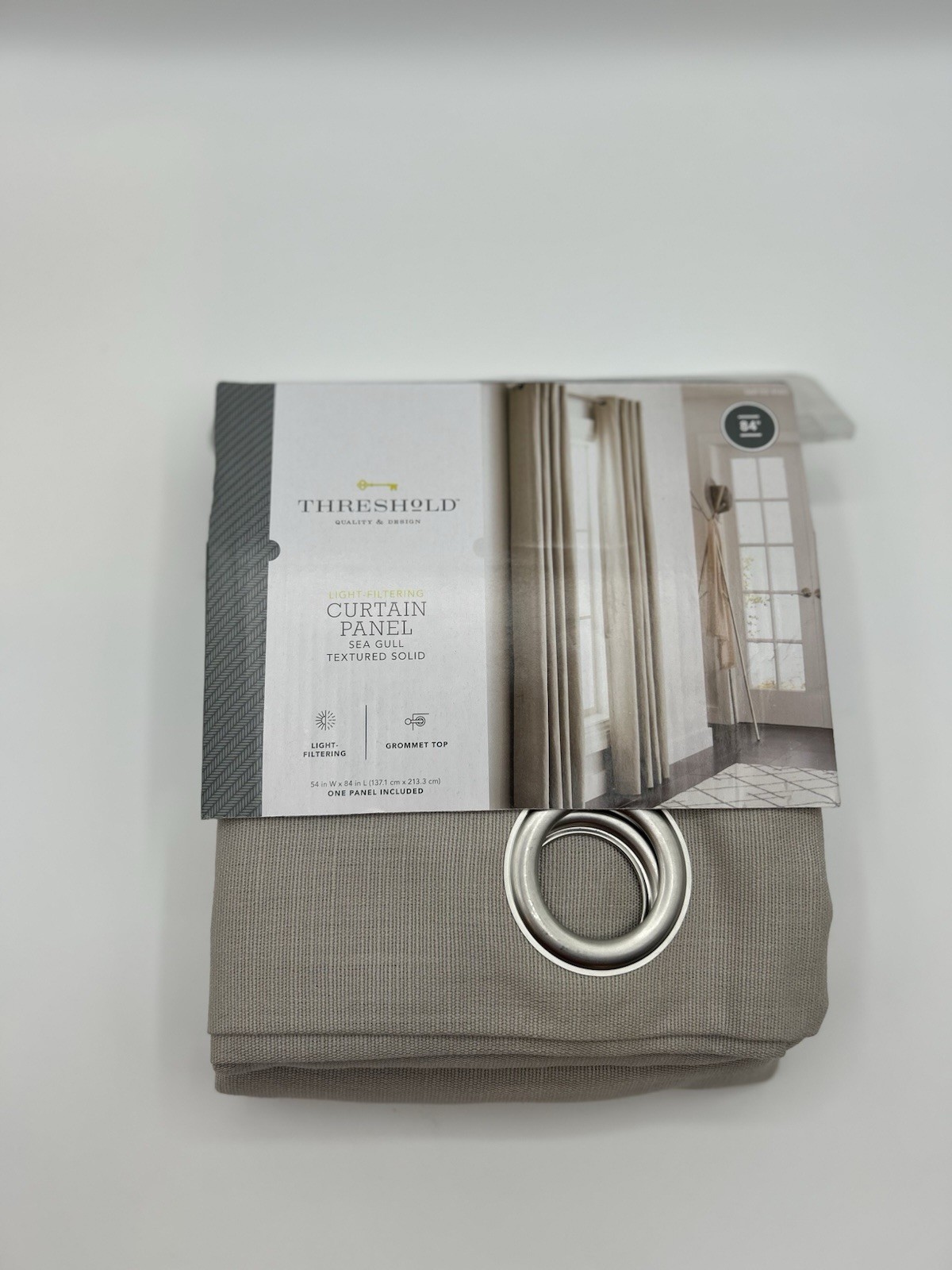 2 Count Threshold Light-Filtering Curtain Panel Sea Gull Textured Solid 84”x54”
