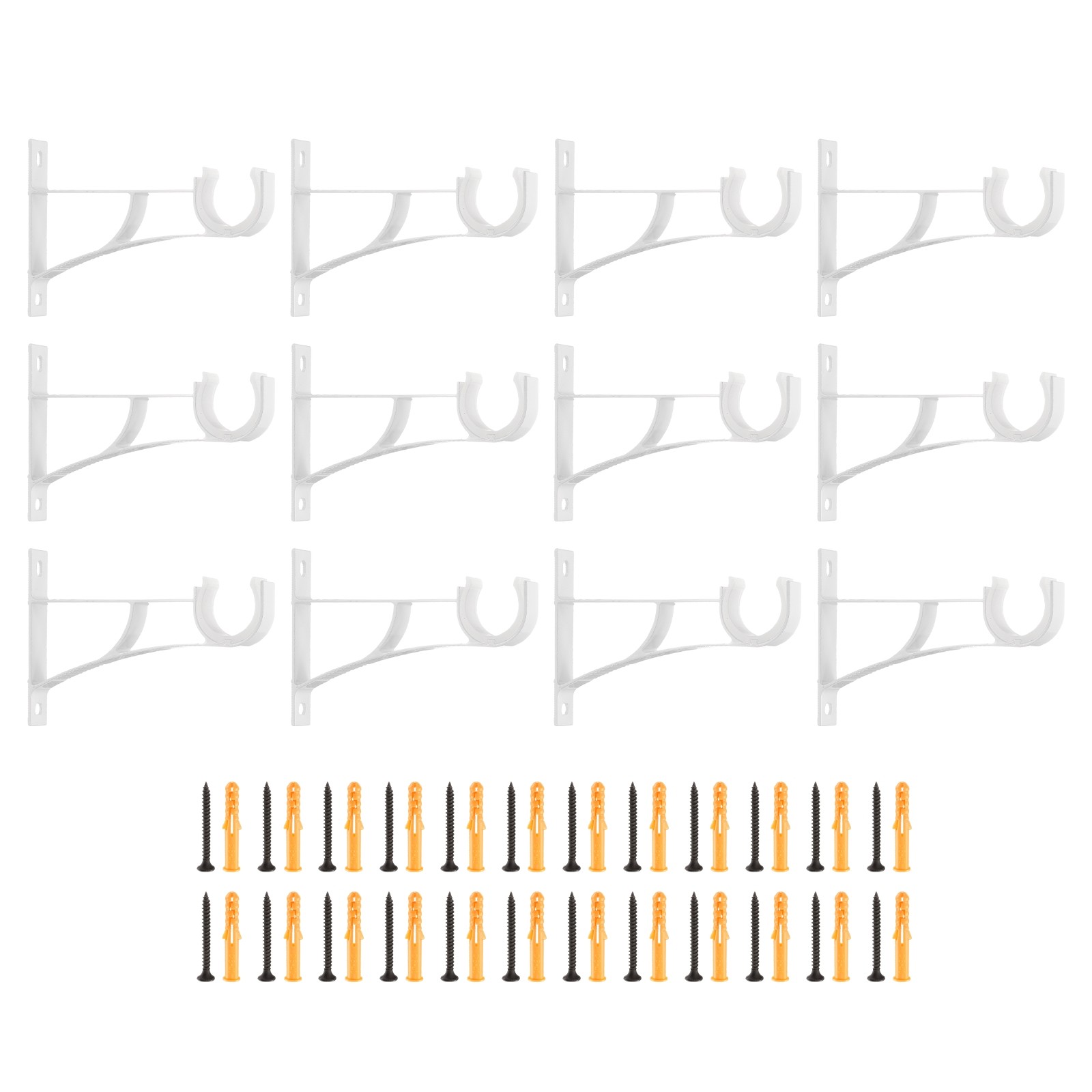 12Pcs Curtain Rod Brackets 110mm Single Drapery Holders for 1″ Rod White