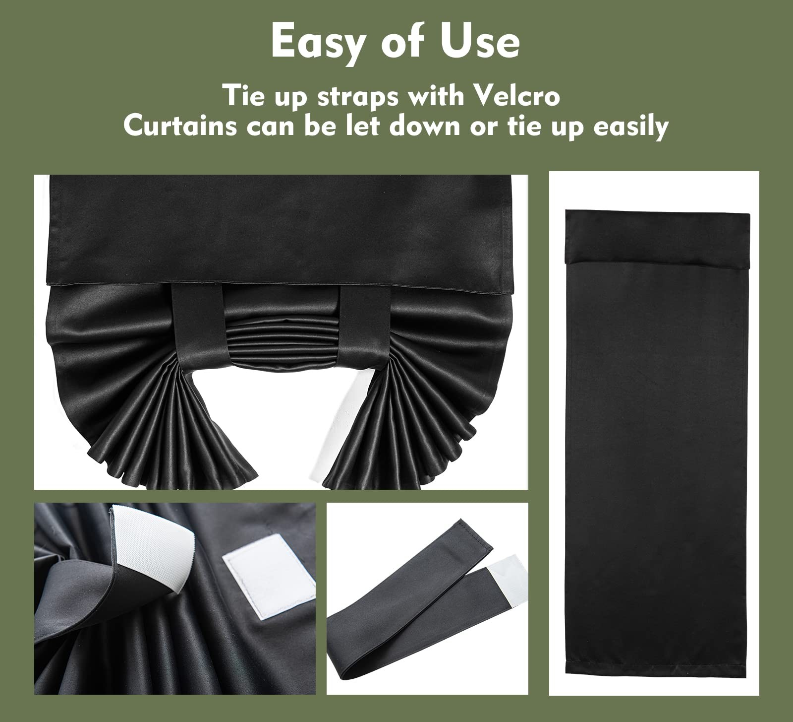 Blackout Classroom Window Curtain, Privacy Tie up Shade Thermal Insulated Small