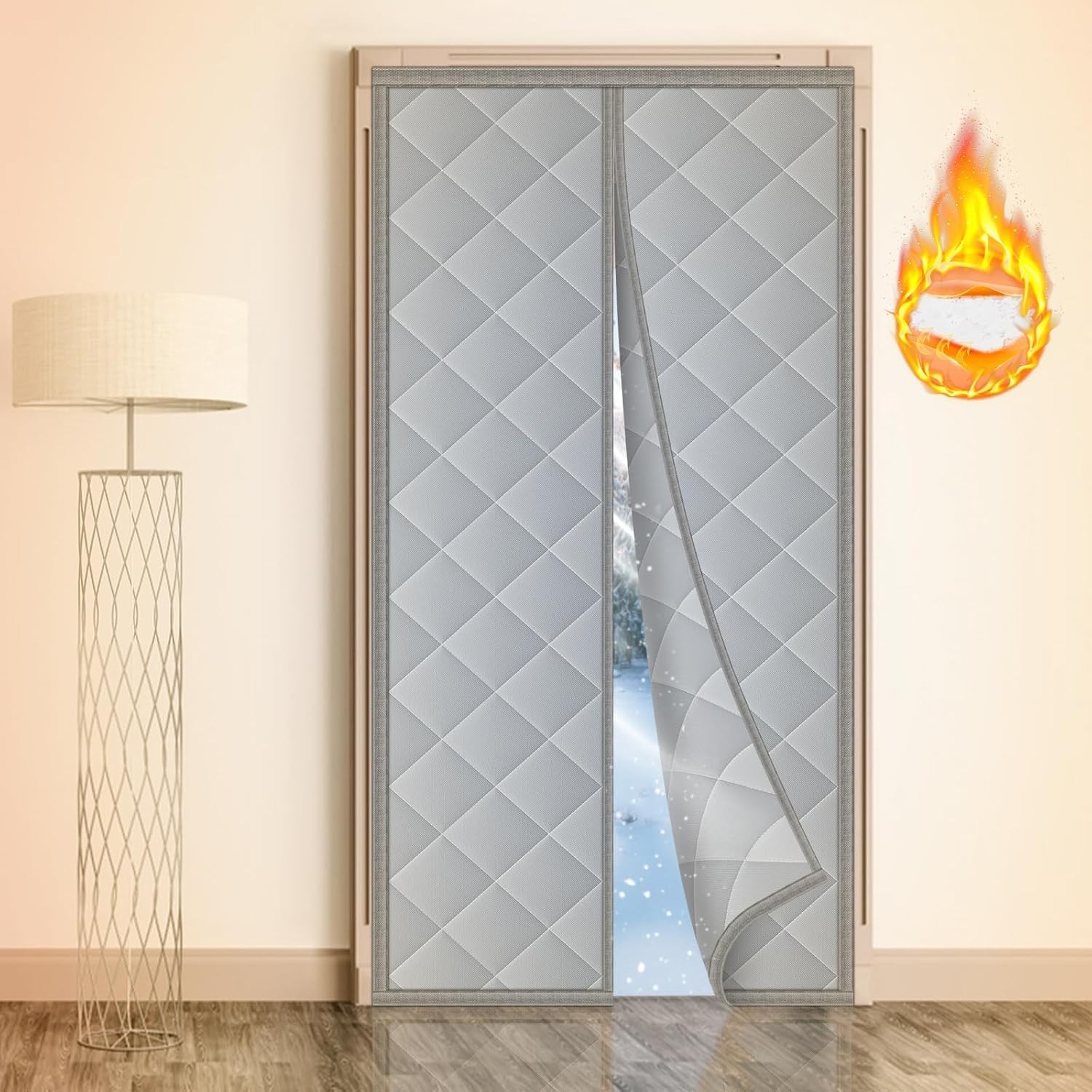 Cortina de puerta con aislamiento térmico magnético de 36″ x 80″,
