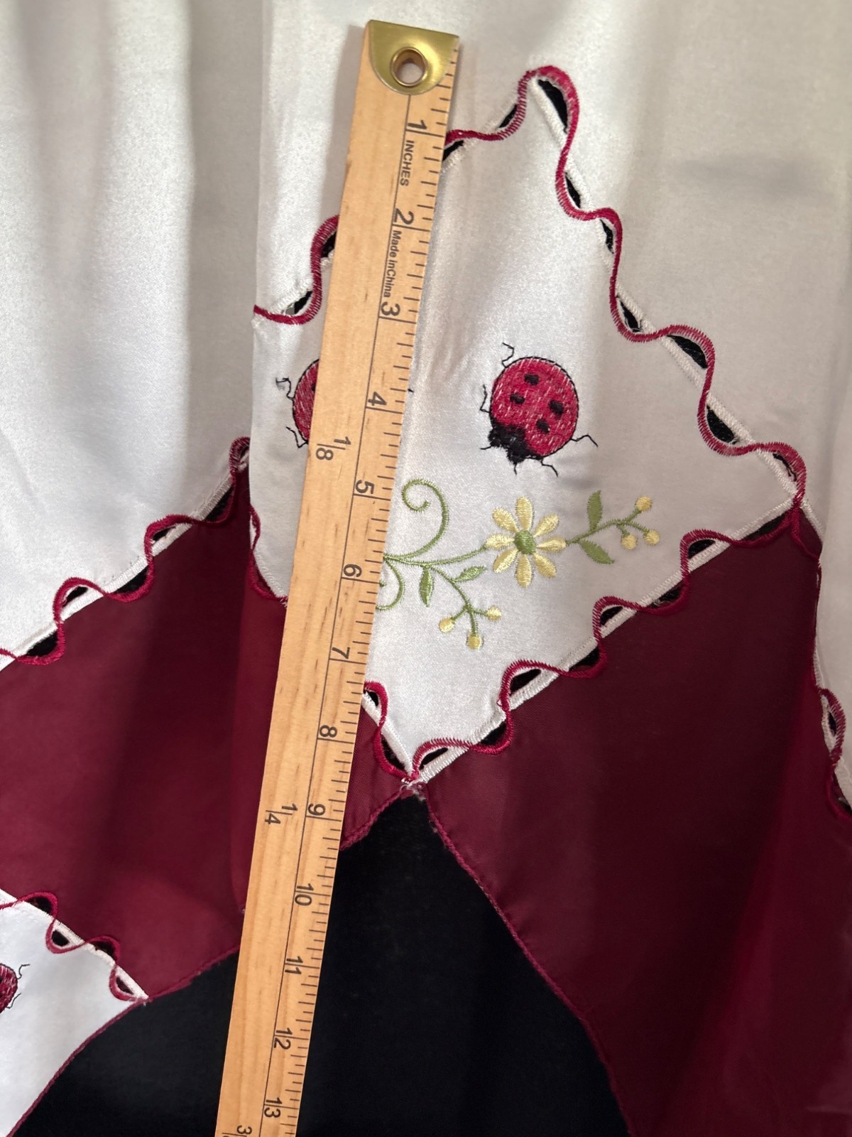 Ladybug Embroidered Cream Curtain Set 56″ Valance & 28″ Tier Panels