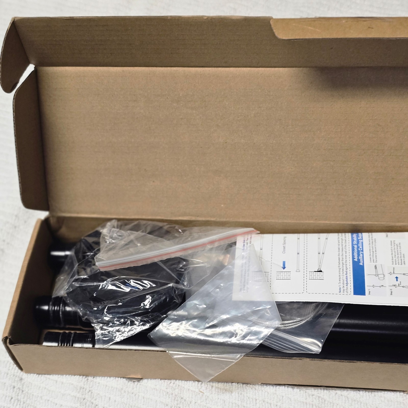 Heavy Duty Tension Closet Rod Adjustable 17″-69″ No Drill Clothes Hanging Black