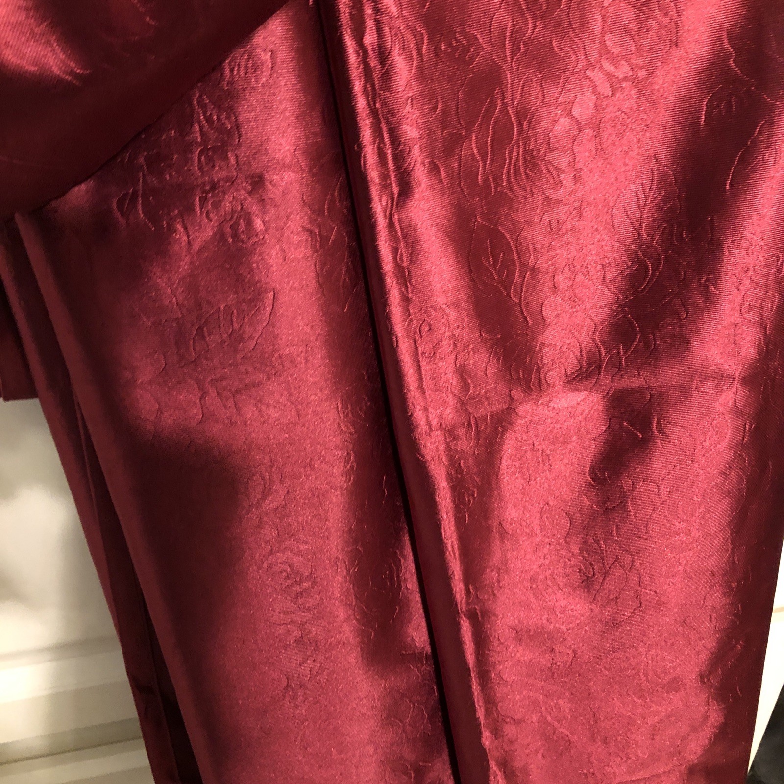 Burgundy Embossed Solid Window Scarf valance Window Treatment (Single) 42×144