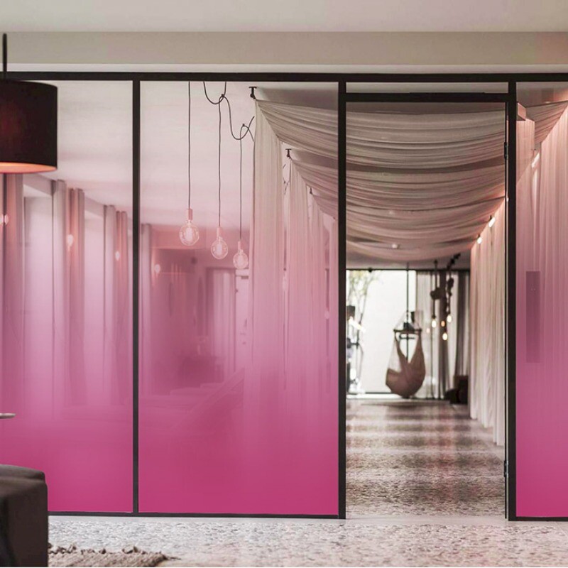 Transparent Window Film Static Cling Office Glass Stickers Gradient Color Decor