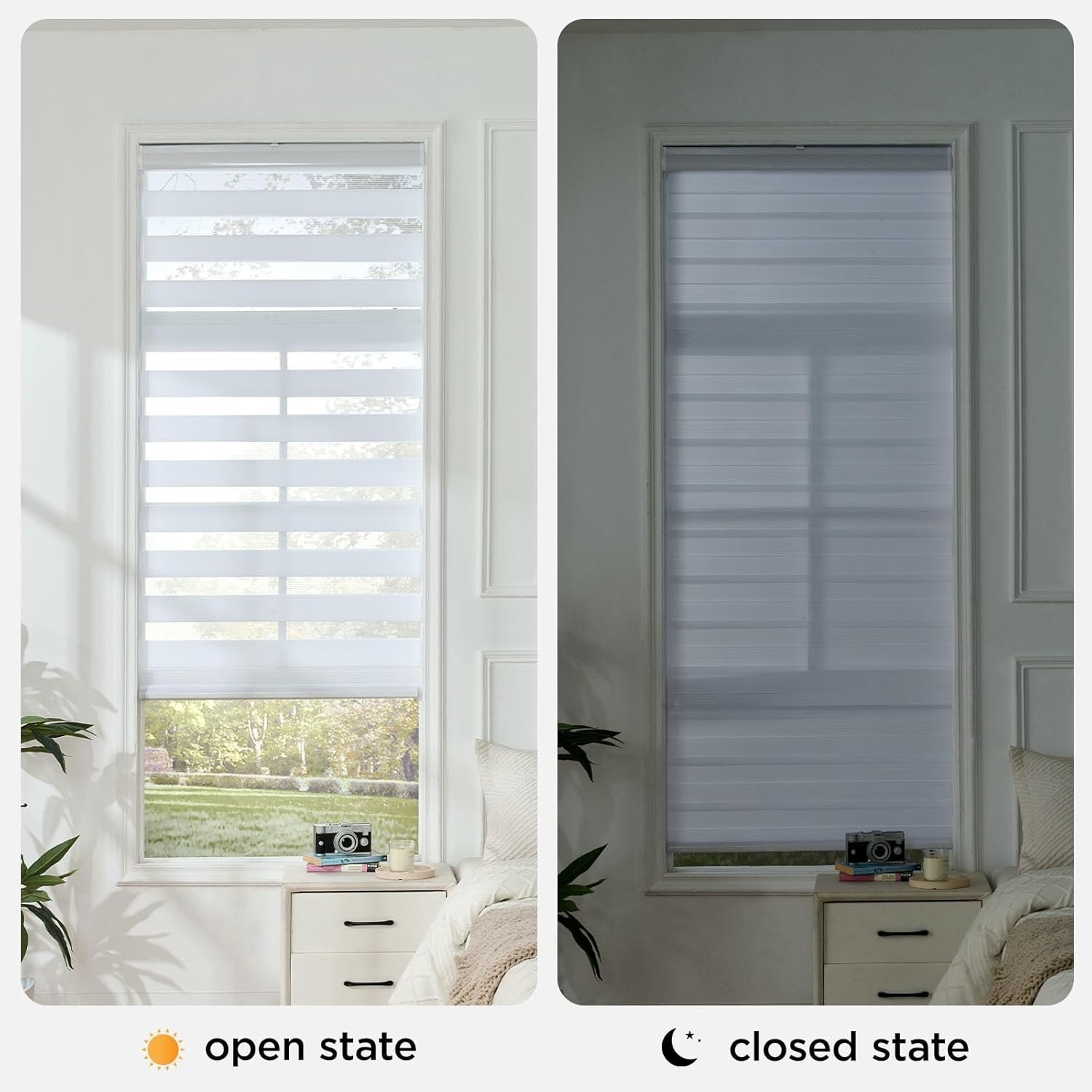 Cordless Zebra Blinds for Windows, Dual Layer Free-Stop Zebra Shades Privacy …