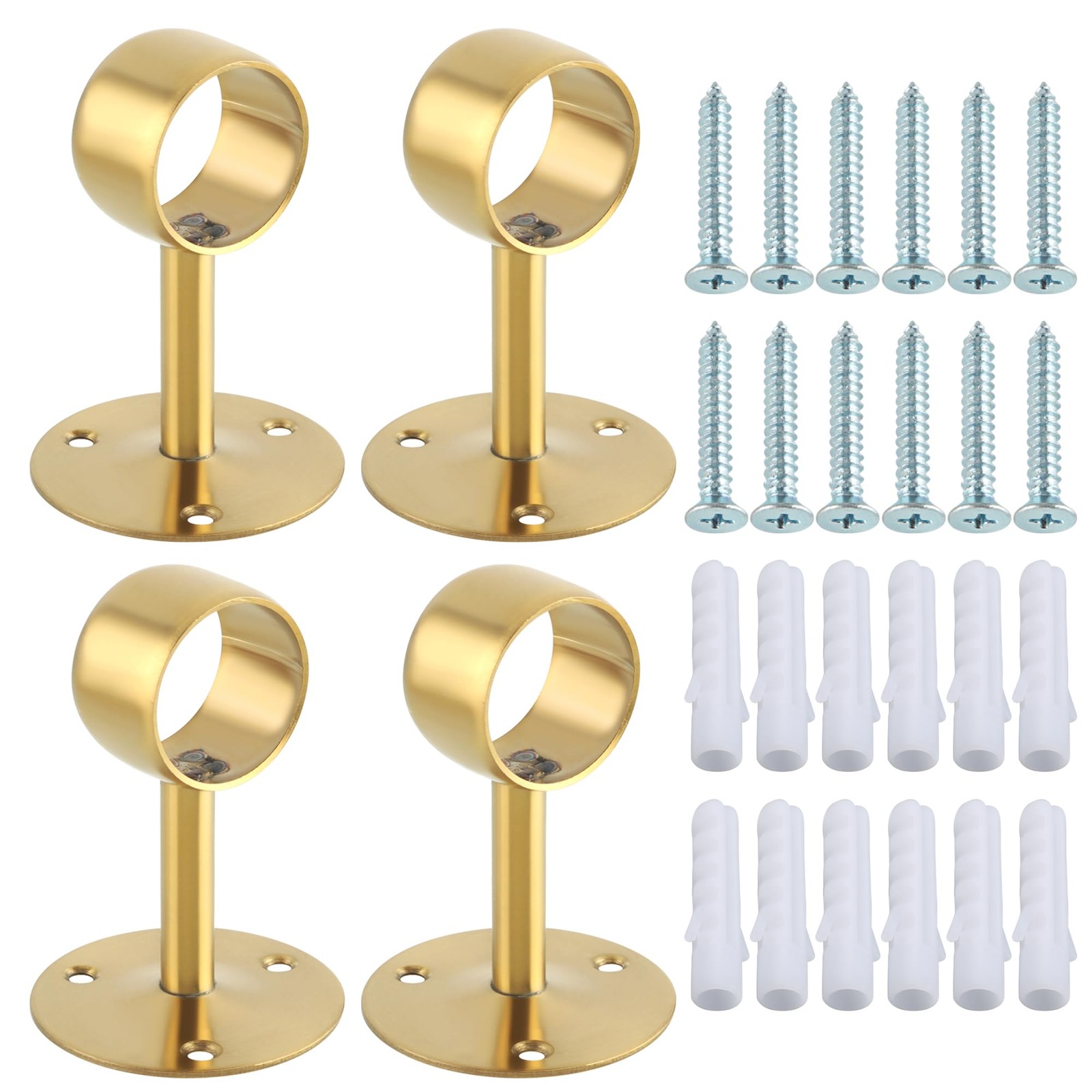 Alise Gold Curtain Rod Holder Bracket 1-1/2Inch Dia,Closet Rod Holders Wall M…